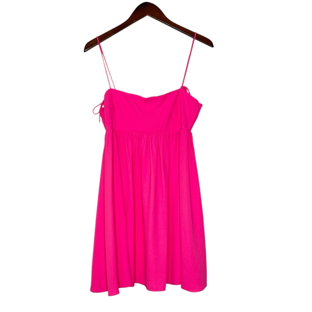 Amanda Uprichard Jojo Dress Pink Lacquer Mini Babydoll Spaghetti Strap SZ Small - Picture 4 of 16
